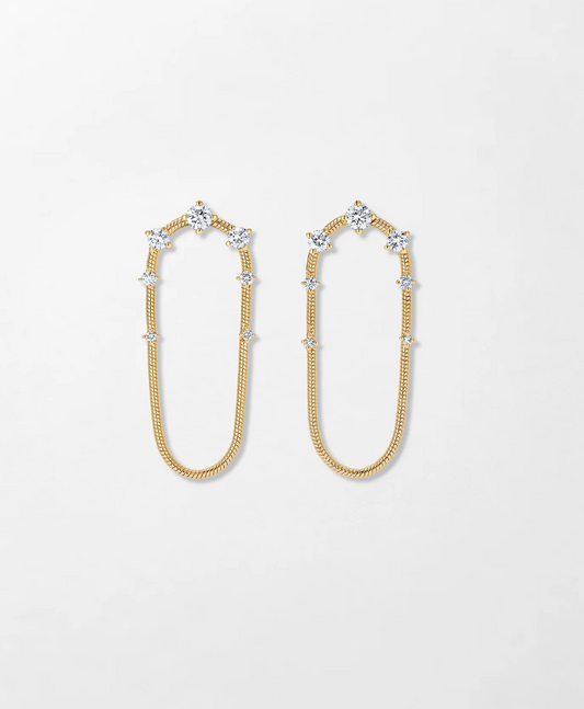 Diamonds On Single Chain Short Earrings