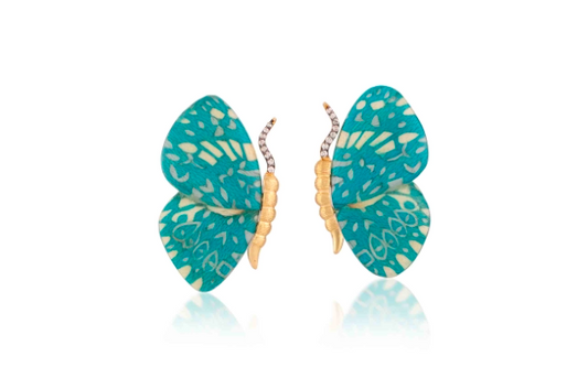 Pauba Wood Inlaid Butterfly Earrings