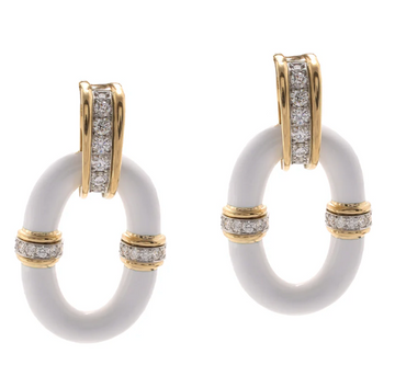 Enamel Oval Link Earrings