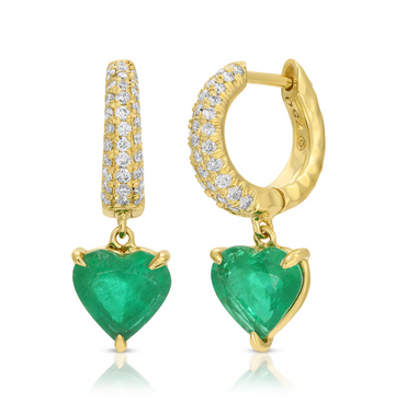 Charmed Pave Micro Yana Hoop with Emerald Heart