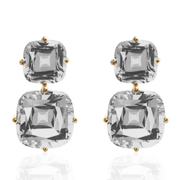 Gossip 2 Tier Cushion Cut Rock Crystal Earrings