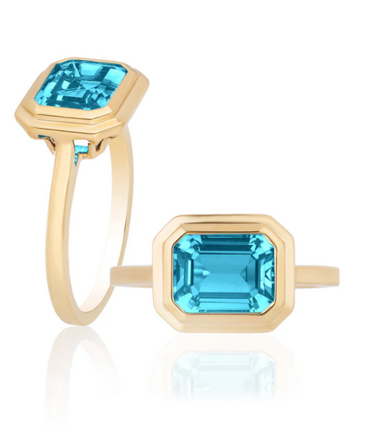 Manhattan Emerald Cut Blue Topaz Ring