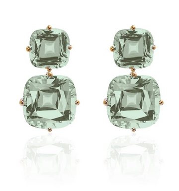 Gossip Prasiolite 2 Tier Cushion Cut Earrings