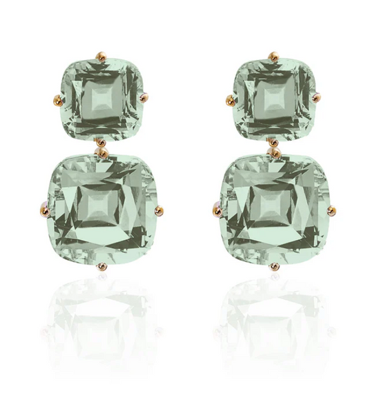 Gossip Prasiolite 2 Tier Cushion Cut Earrings