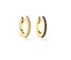 Light Small Hoop Earrings with Black and White Diamonds