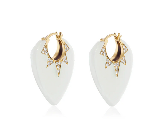 Classic Guitar Pick Earrings in White Onyx