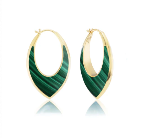 Stardust Inlay Hoops - Malachite