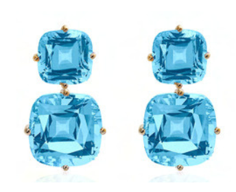 Gossip 2 Tier Cushion Cut Blue Topaz Earrings