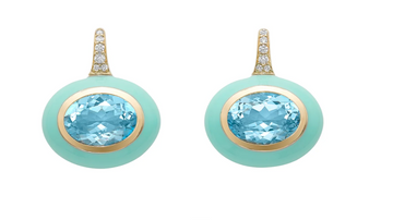 Arena Earrings with Blue Topaz and Diamonds with Blue Enamel