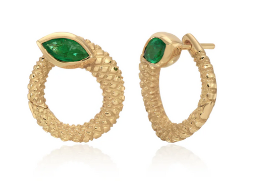 Twisted Snake Hoops - Emerald