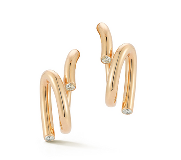 Thoby 18K Yellow Gold and Diamond Duet Spiral Earrings