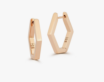 Quentin 18K Rose Gold Hexagon Hoop Earring