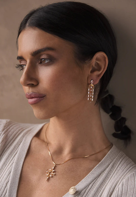 Long Moon Dangle Earrings
