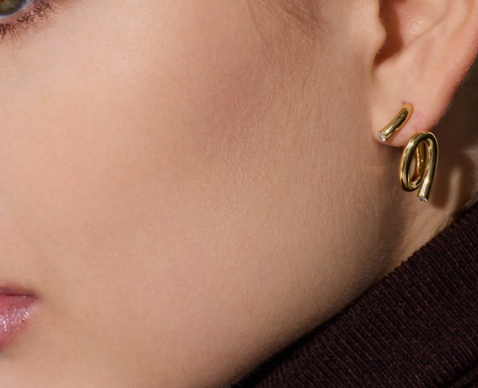 Thoby 18K Yellow Gold and Diamond Duet Spiral Earrings