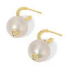 Pearl Drop Earrings with Diamonds