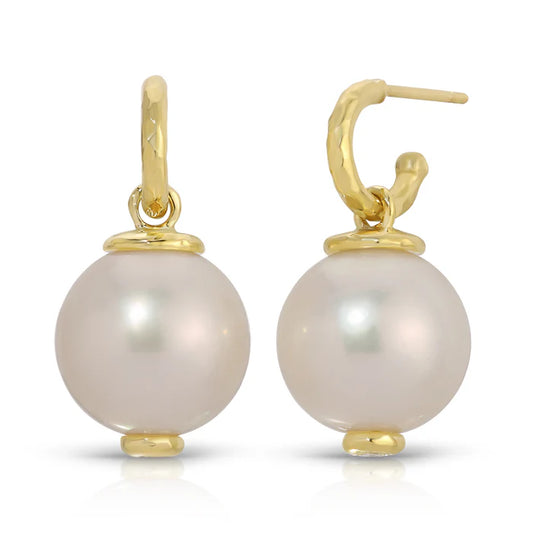 Pearl Drop Earrings with Diamonds