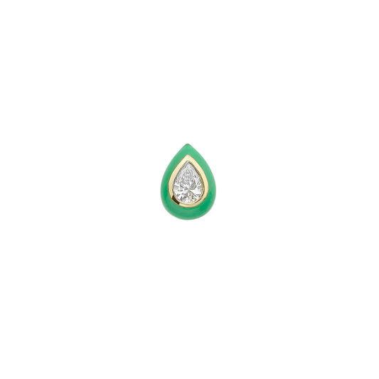 Spock Medium Stud, Diamond + Green Enamel