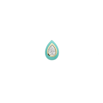 Spock Medium Stud, Diamond and Turquoise Enamel