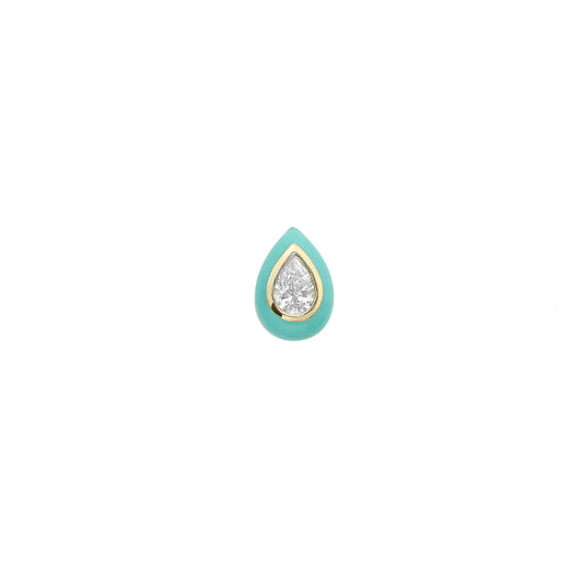 Spock Medium Stud, Diamond and Turquoise Enamel
