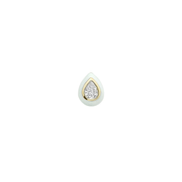 Spock Medium Stud, Diamond and White Enamel