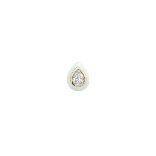 Spock Medium Stud, Diamond and White Enamel