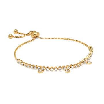 Floating Diamond Bolo Bracelet in Yellow Gold