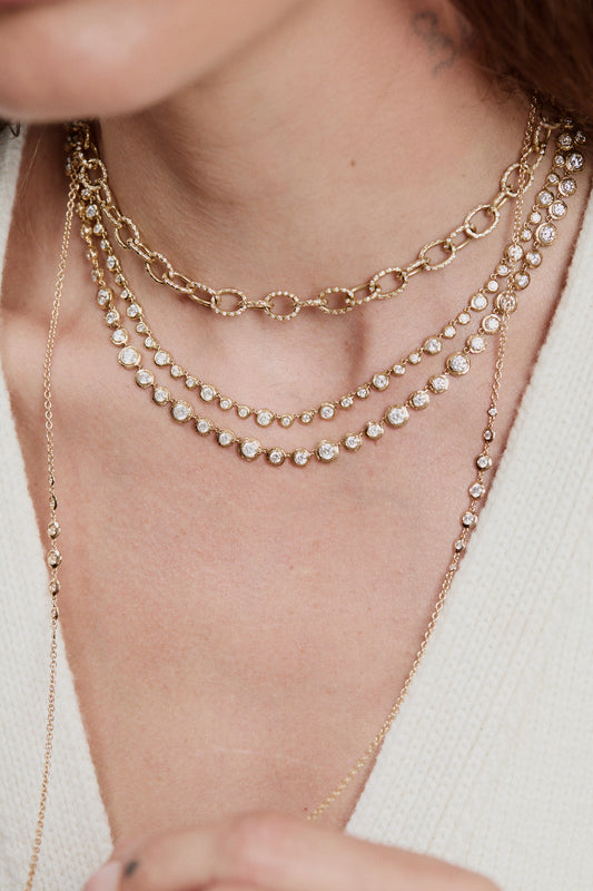 Three Stop Nesting Gem Necklace