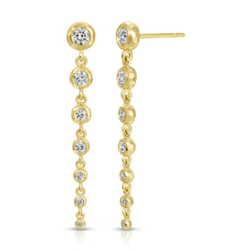 Nesting Gem Tiered Seven Diamond Drop Earrings