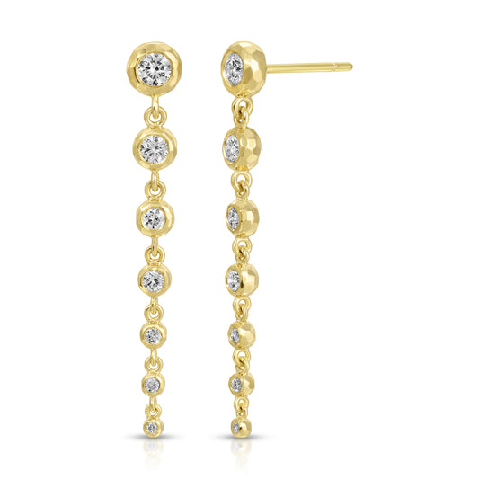 Nesting Gem Tiered Seven Diamond Drop Earrings