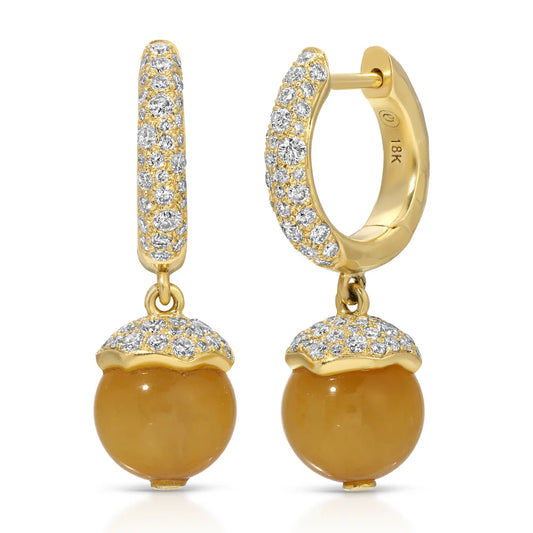 Tiger's Eye & Diamond Orb Earrings