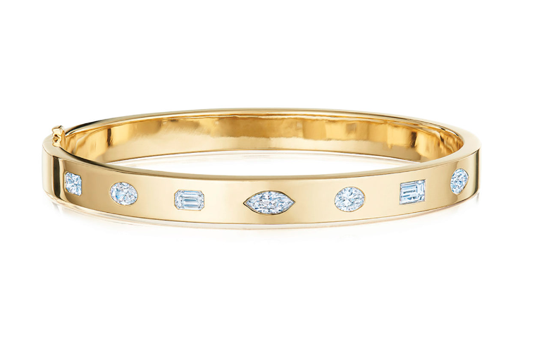 Stackable Bangle with Fancy Shape Diamonds - Yellow Gold – The Vault ...