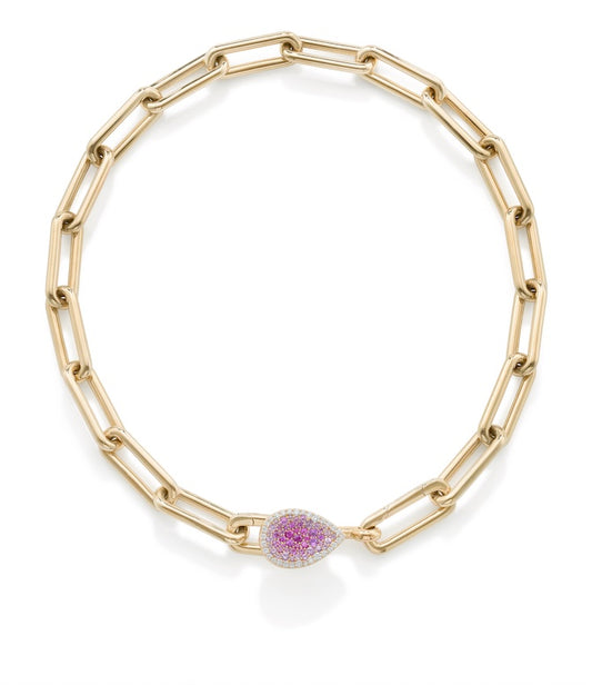 Identity Pommel Pear Link in Pink Sapphire and Diamonds