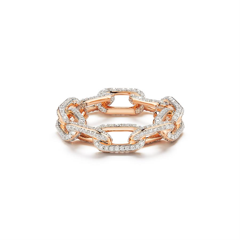 Saxon All Diamond Chain Link Ring