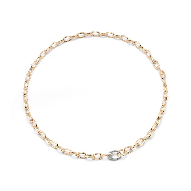Garnett Oval Chain Link Necklace with Diamond Oval Clasp