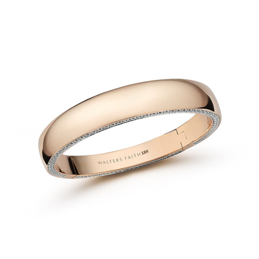 Lytton Diamond Edge Bombe Hinged Bangle Bracelet