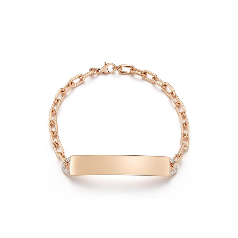 Carrington Rose Gold ID Bracelet with Diamond