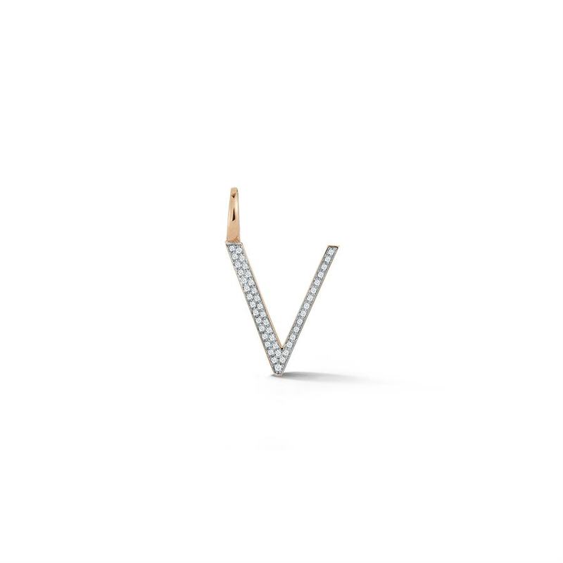 Woolf Rose Gold and Diamond Initial "V"