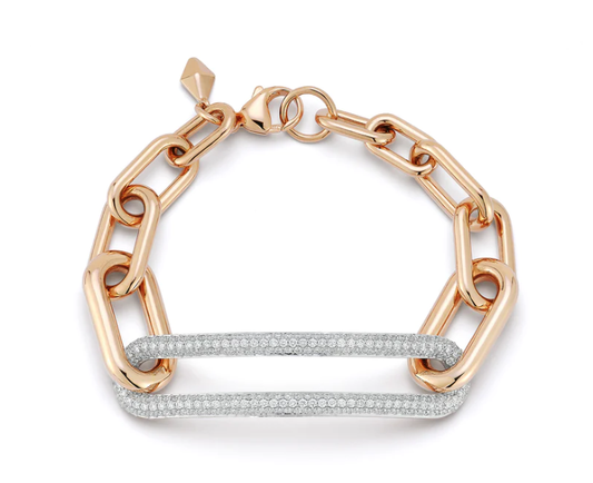 Morrell 18K Rose Gold Oval Link Bracelet with Diamond