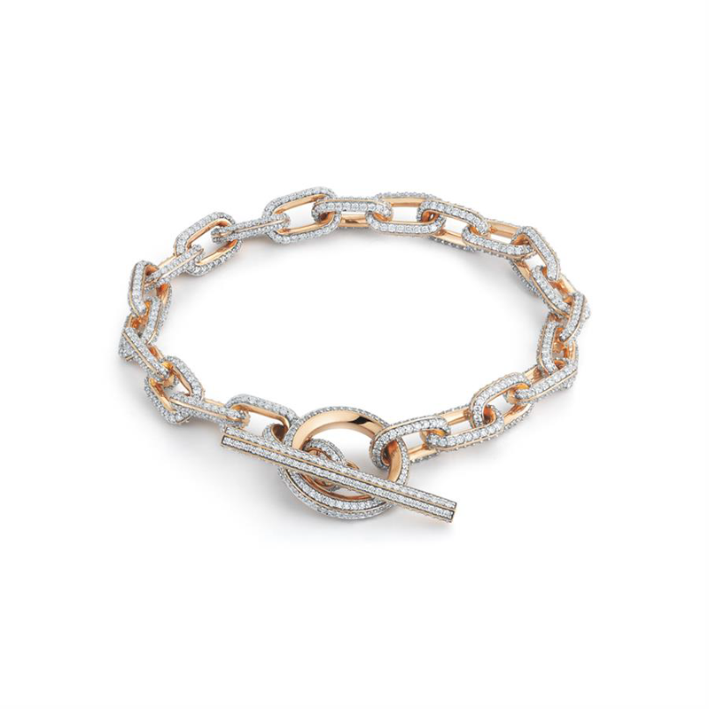 Saxon All Diamond Chain Link Toggle Bracelet