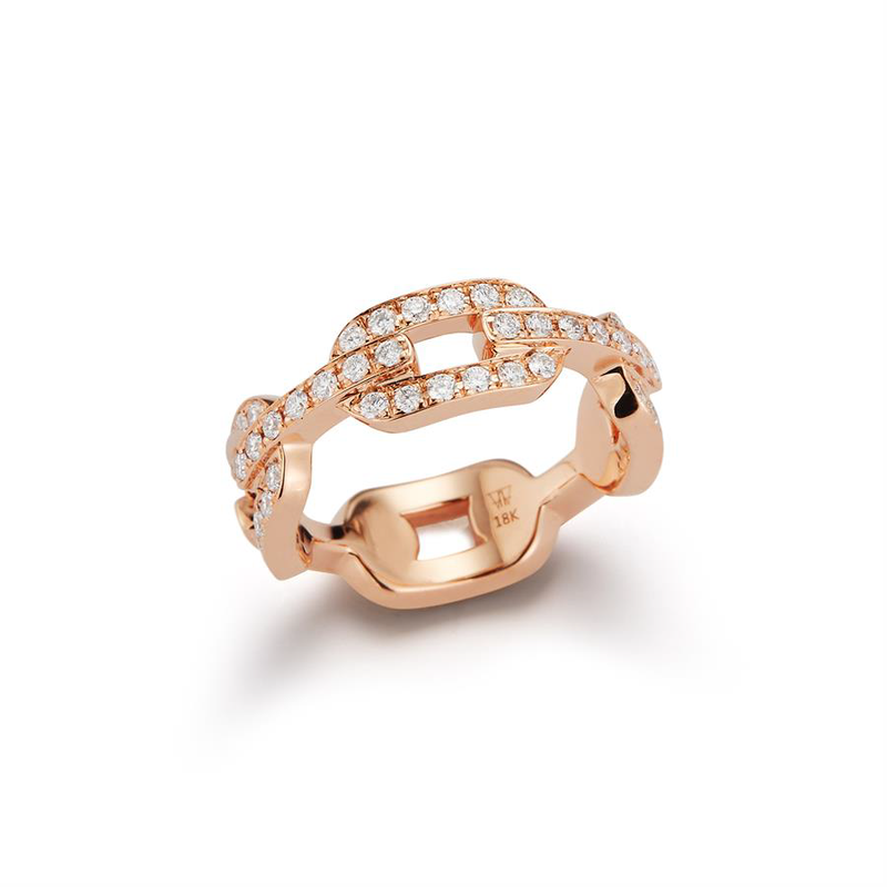 Saxon Rose Gold All Diamond Chain Link Ring