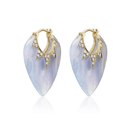 Classic Guitar Pick Earrings in Blue Lace Agate