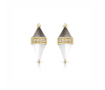 Pietra White Onyx & Grey Moonstone Studs