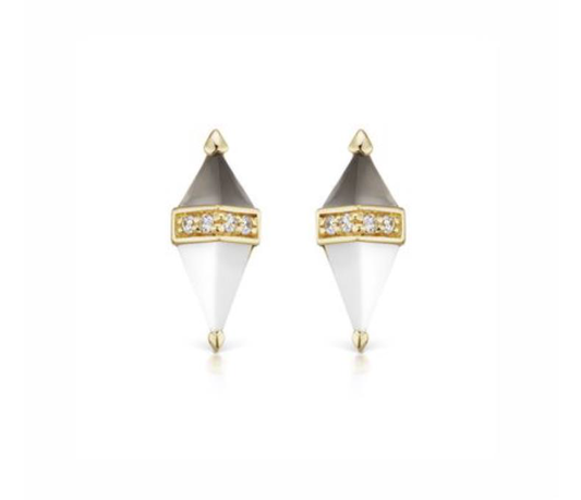 Pietra White Onyx & Grey Moonstone Studs