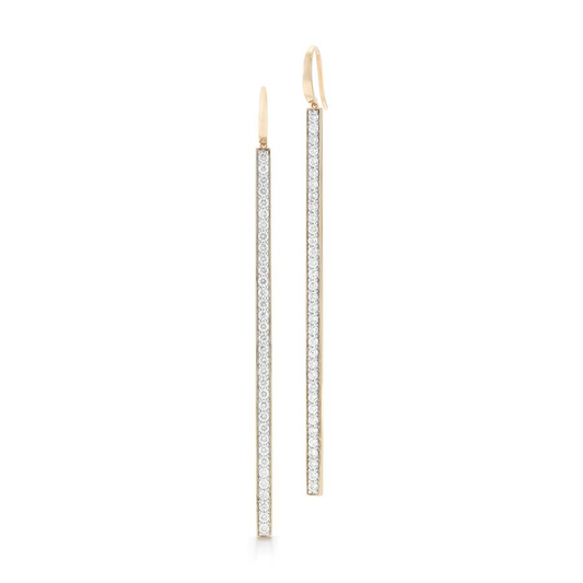 Classic Rose Gold and Diamond Bar Earrings