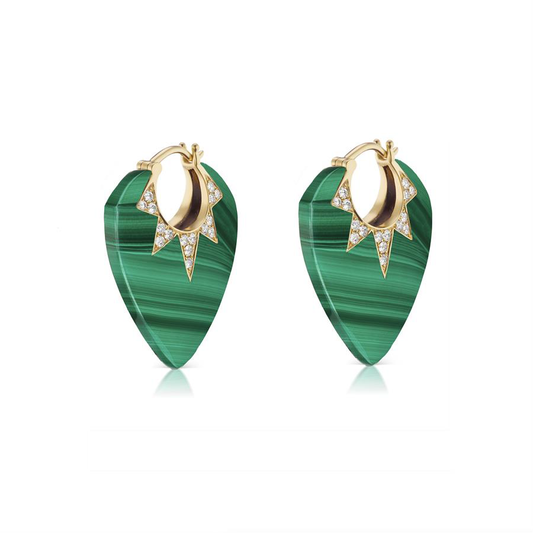 Classic Guitar Pick Malachite Earrings