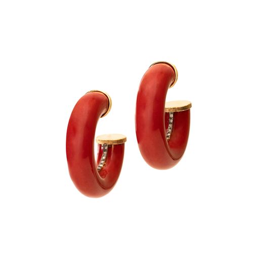 Earrings with Diamond & Lacquer Hoop