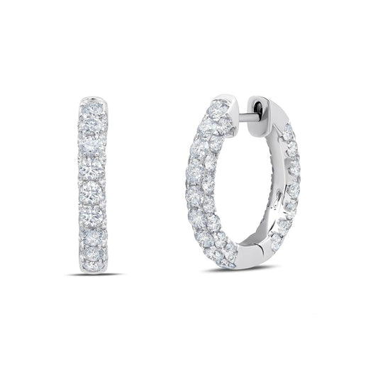 Diamond Three Sided Hoop Earrings
