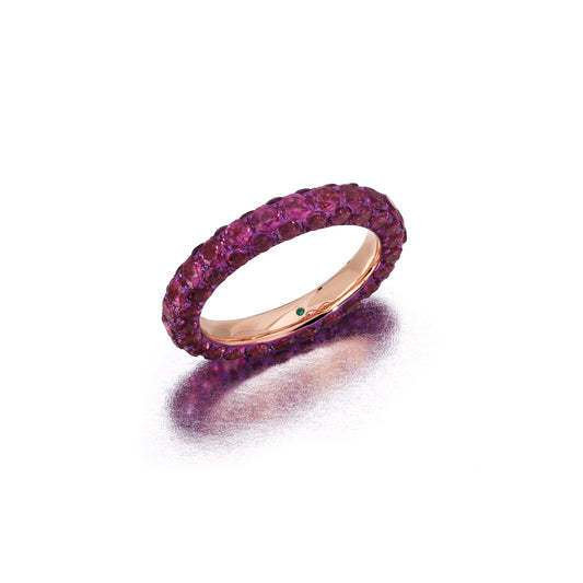 Rhodolite and Magenta Rhodium 3 Sided Ring