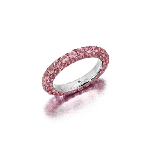 Pink Sapphire and Pink Rhodium 3 Sided Ring
