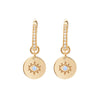 Removable Cosmos Evil Eye Charm Earrings With Blue Sapphires